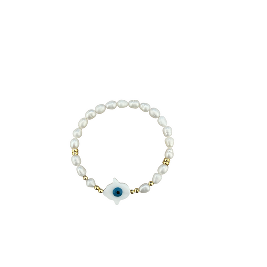 Evil Eye Pearl Bracelet
