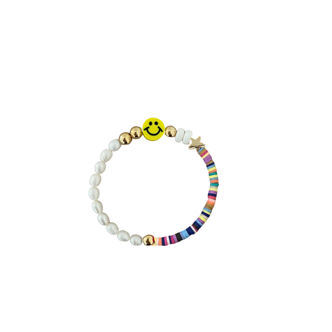 Rainbow Smiley Pearl Bracelet