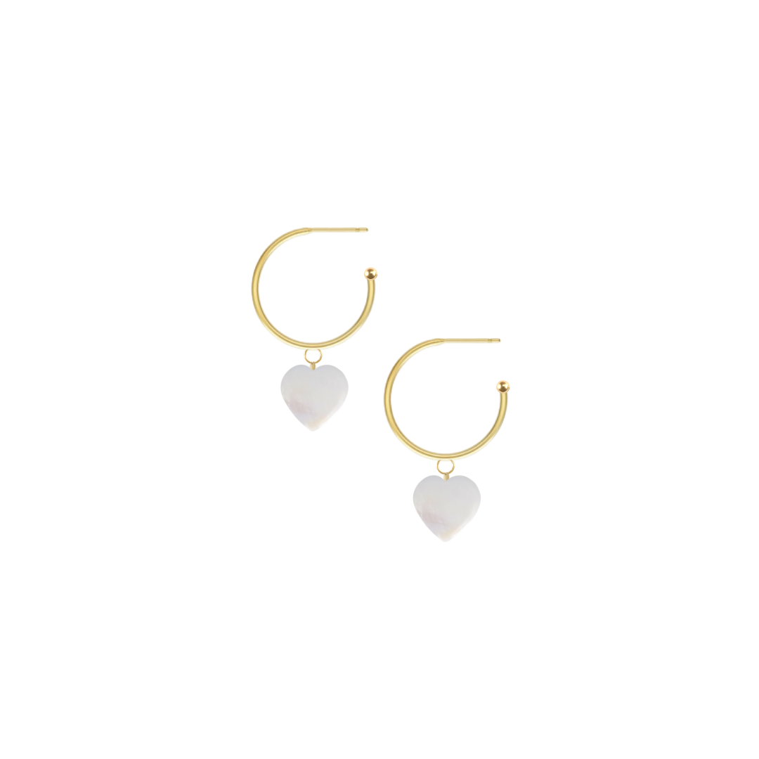 Pearl Heart Charm Earrings